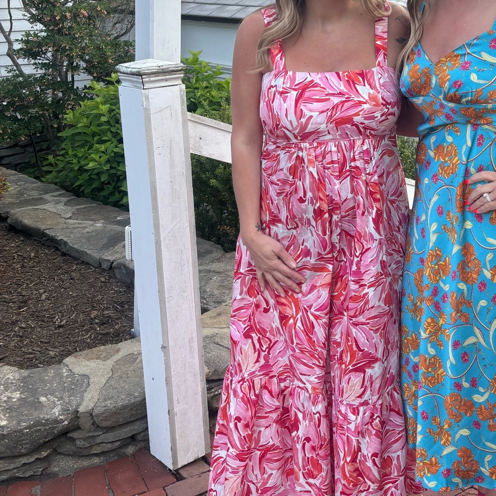 Calvin Klein Pink and Blue Floral Maxi Dress